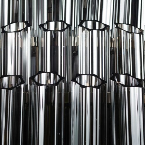 smoked grey black tiered chandelier in style of Murano glass