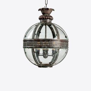 SheerLuxe - Studio HÁM 12 hanging globe lantern - brass with a verdigris finish