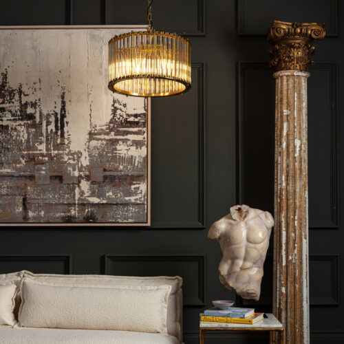 small glass drum chandelier