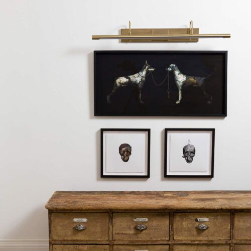 brass picture light for art work gallery display - traditional trough picture light