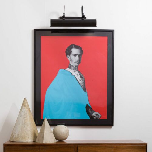 black picture light for art work gallery display - traditional trough picture light