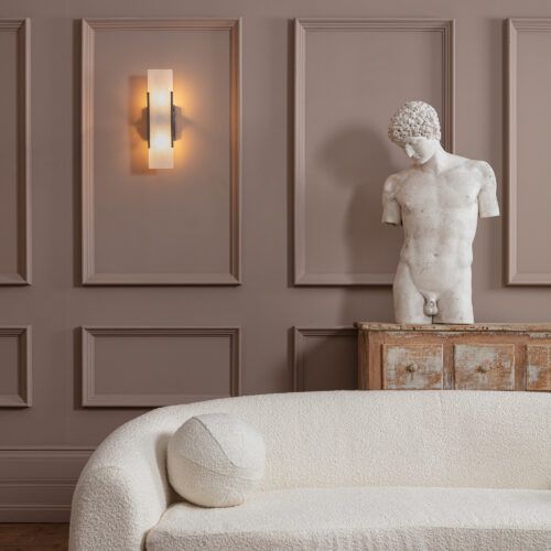 Mosman alabaster rectangular wall sconce light