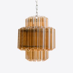 Harriet's Studio - Muswell Hill 26 amber yellow tiered chandelier in style of Murano glass