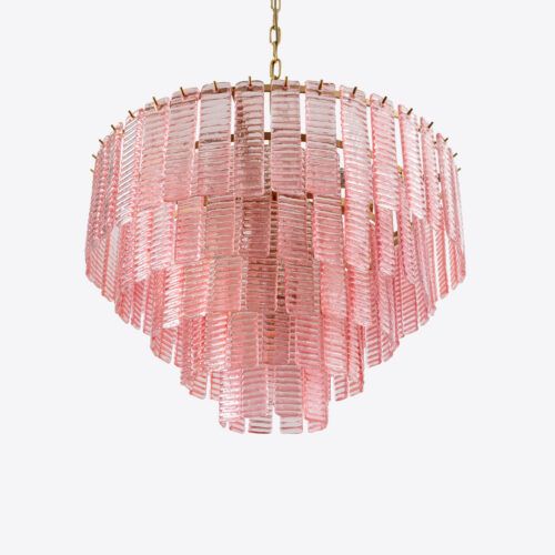 pink glass chandelier