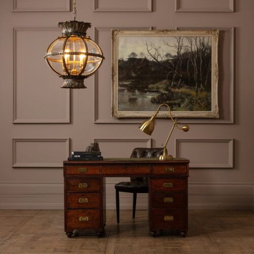 Bram solid brass hanging lantern in aged brass