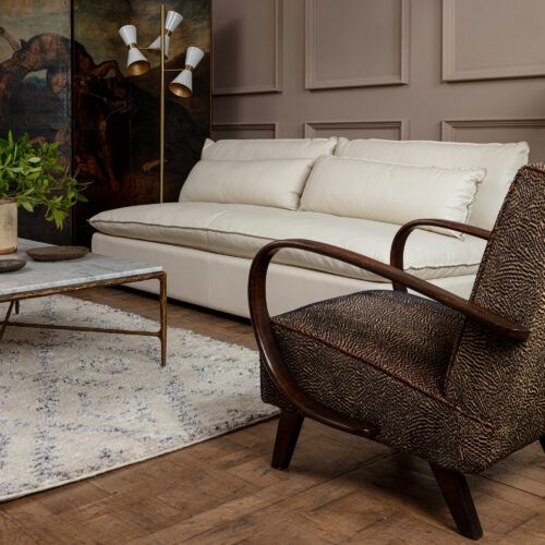 vintage Halabala armchair in Pierre Frey Chandra