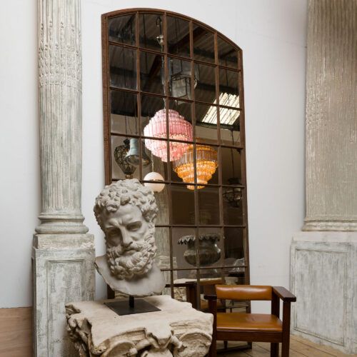 large rusted window mirror