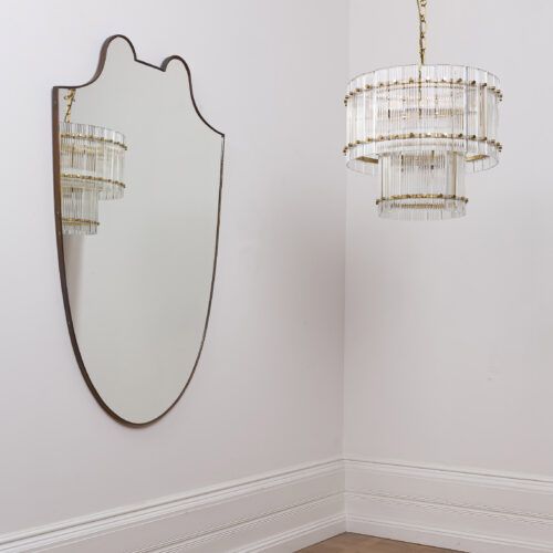 vintage mid-century shield mirror