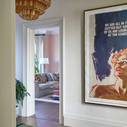 1970s inspired amber yellow glass chandelier with chrome-plated iron frame, available in multiple sizes. Edit Snippet