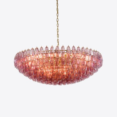 lilac purple tiered chandelier in style of Murano glass