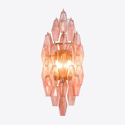 vintage Murano style pink wall light with coloured glass