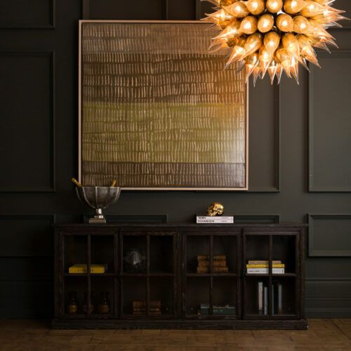 black oak buffet cabinet white with blue stone marble counter top - suitable for kitchen or living space use