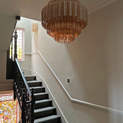 Harriets Studio Muswell Hill interior design studio - amber Palermo wall light and chandelier
