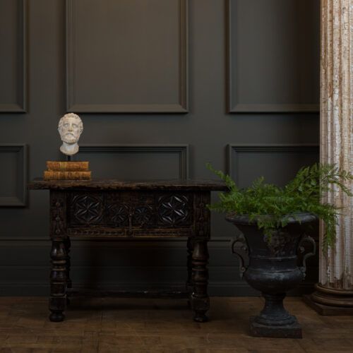 antique late 18th century carved wood Spanish console table with drawer