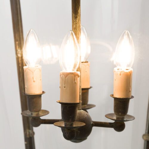 large Byron hanging lantern - in verdigris bronze finish