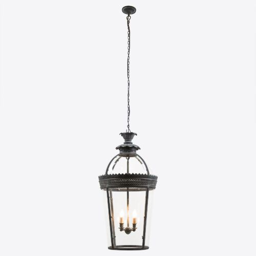 large Byron hanging lantern - in verdigris bronze finish