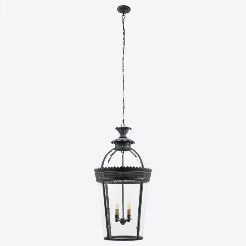 large Byron hanging lantern - in verdigris bronze finish