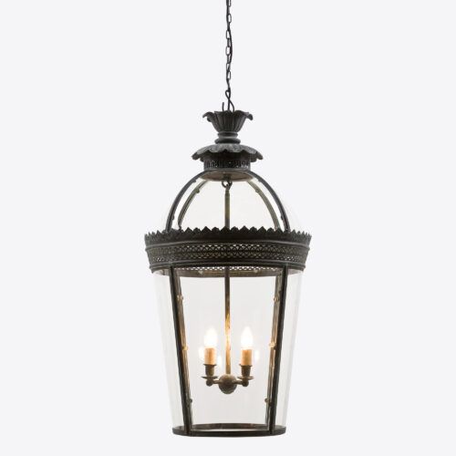 large Byron hanging lantern - in verdigris bronze finish