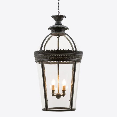 large Byron hanging lantern - in verdigris bronze finish