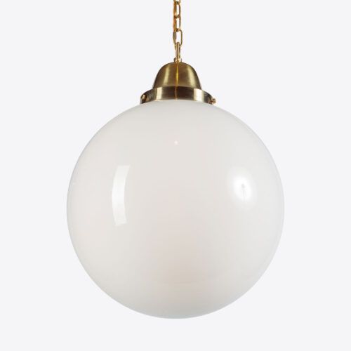 large Ball pendant light - opaline glass ideal for hanging over kitchen islands and bars