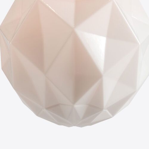 Large Cubist - mid-century inspired brass and opaline glass pendant light