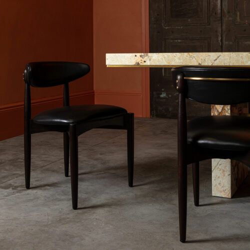 Copenhagen black leather mid-century dining chair.