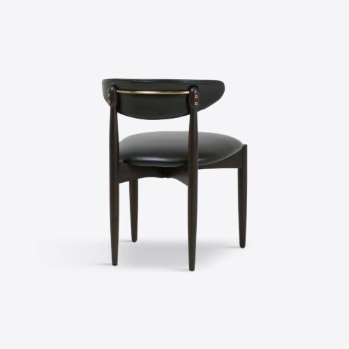 Copenhagen black leather dining chair in mid-century style