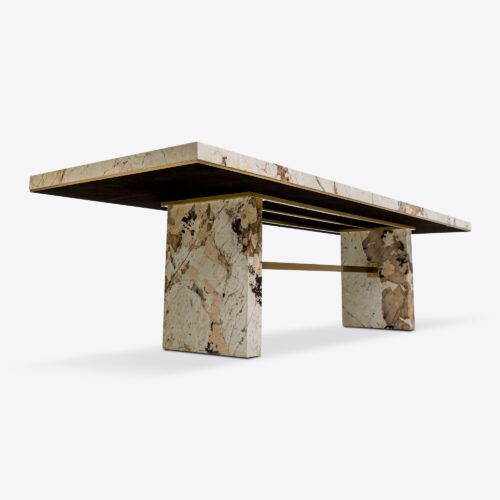 Patagonia quartzite luxury dining table marble brass