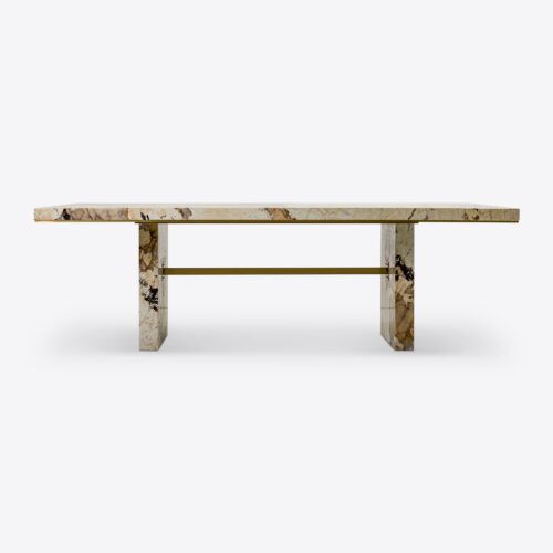 Patagonia quartzite luxury dining table marble brass