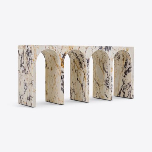 Siren Viola marble console table - arched entrance hall or living room furniture
