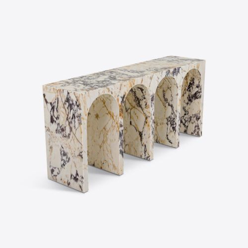 Siren Viola marble console table - arched entrance hall or living room furniture