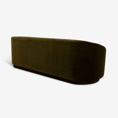 Tokyo curved sofa in moss green velvet mid-century art deco modernist style