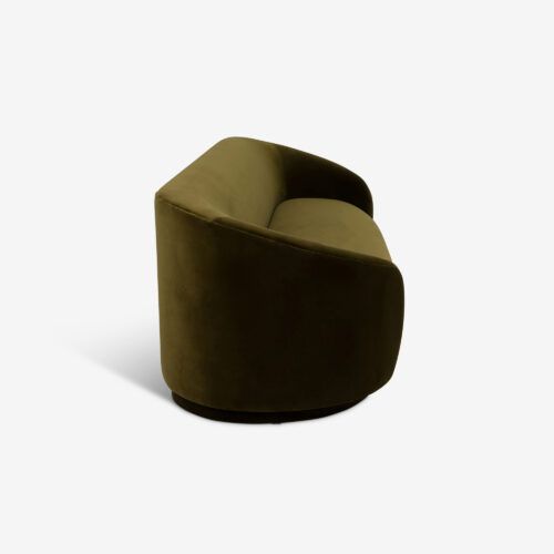 Tokyo curved sofa in moss green velvet mid-century art deco modernist style
