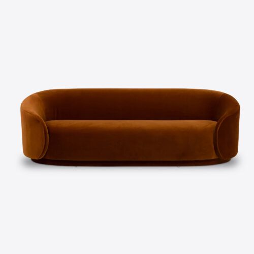 Tokyo curved sofa in rust brick sofa velvet mid-century style