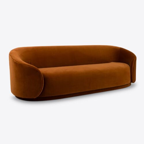 Tokyo curved sofa in rust brick sofa velvet mid-century style