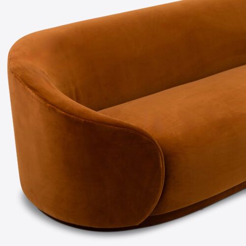 Tokyo curved sofa in rust brick sofa velvet mid-century style