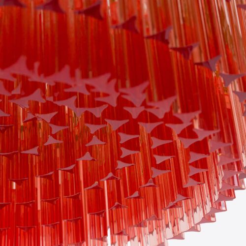 Medium Pink Amaro - pink drum chandelier in mid-century Murano glass style