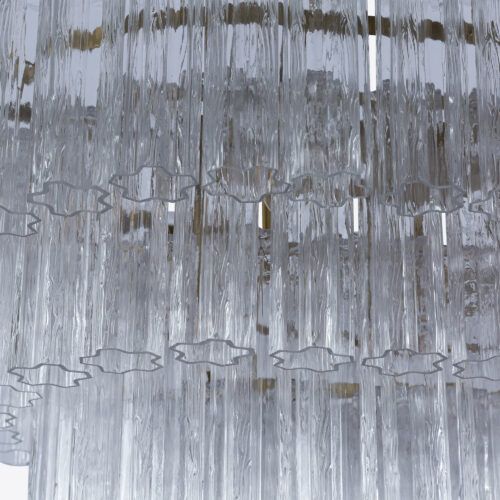 Treviso mid-century inspired dining chandelier in smoked quartz pink or clear glass