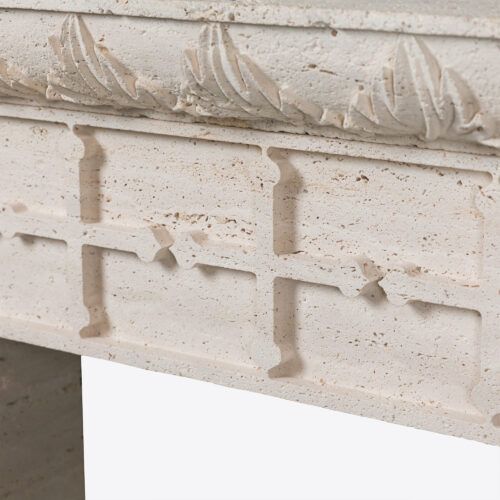travertine tall fireplace chimneypiece