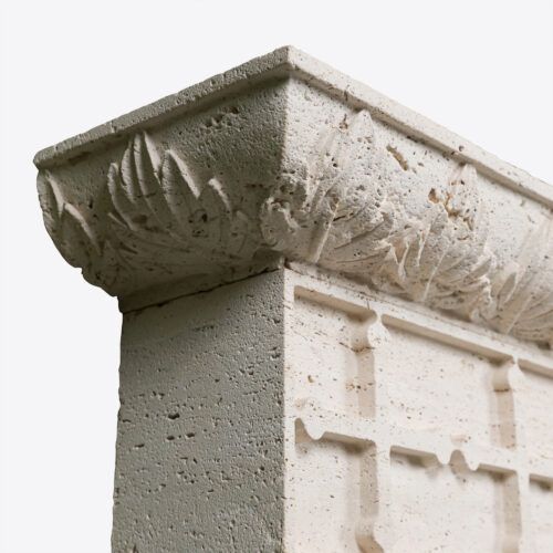 travertine tall fireplace chimneypiece