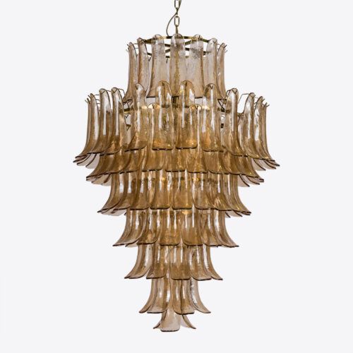 Petalo tiers of petal chandelier in amber glass - mid-century inspired