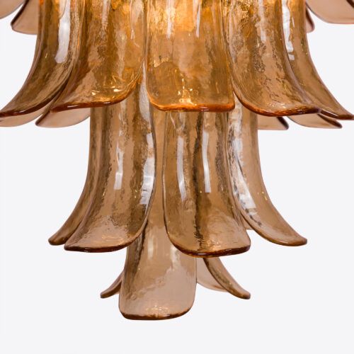 Petalo tiered petal chandelier in amber glass - mid-century inspired