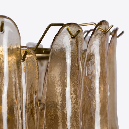 Petalo tiered petal chandelier in amber glass - mid-century inspired