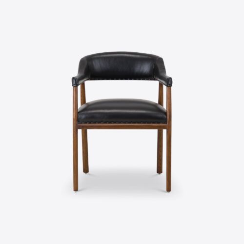 Turin black leather dining chair mid-century style