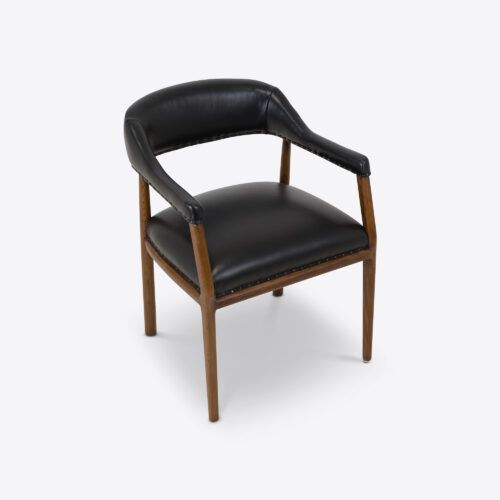 Turin black leather dining chair mid-century style