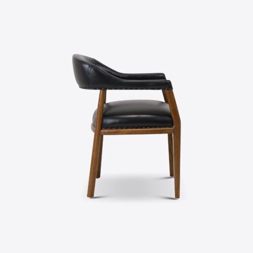 Turin black leather dining chair mid-century style