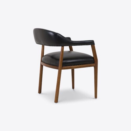 Turin black leather dining chair mid-century style