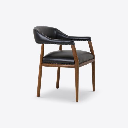 Turin black leather dining chair mid-century style