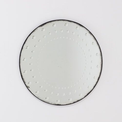 Fontaine round aged bistro mirror with rivets