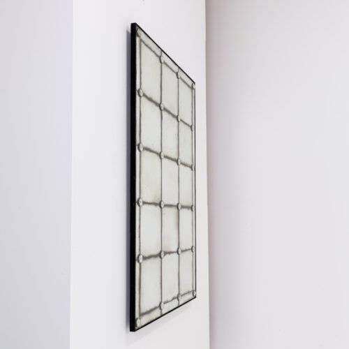 Chateaux rectangular bistro mirror with aged glass and decorative rivets
